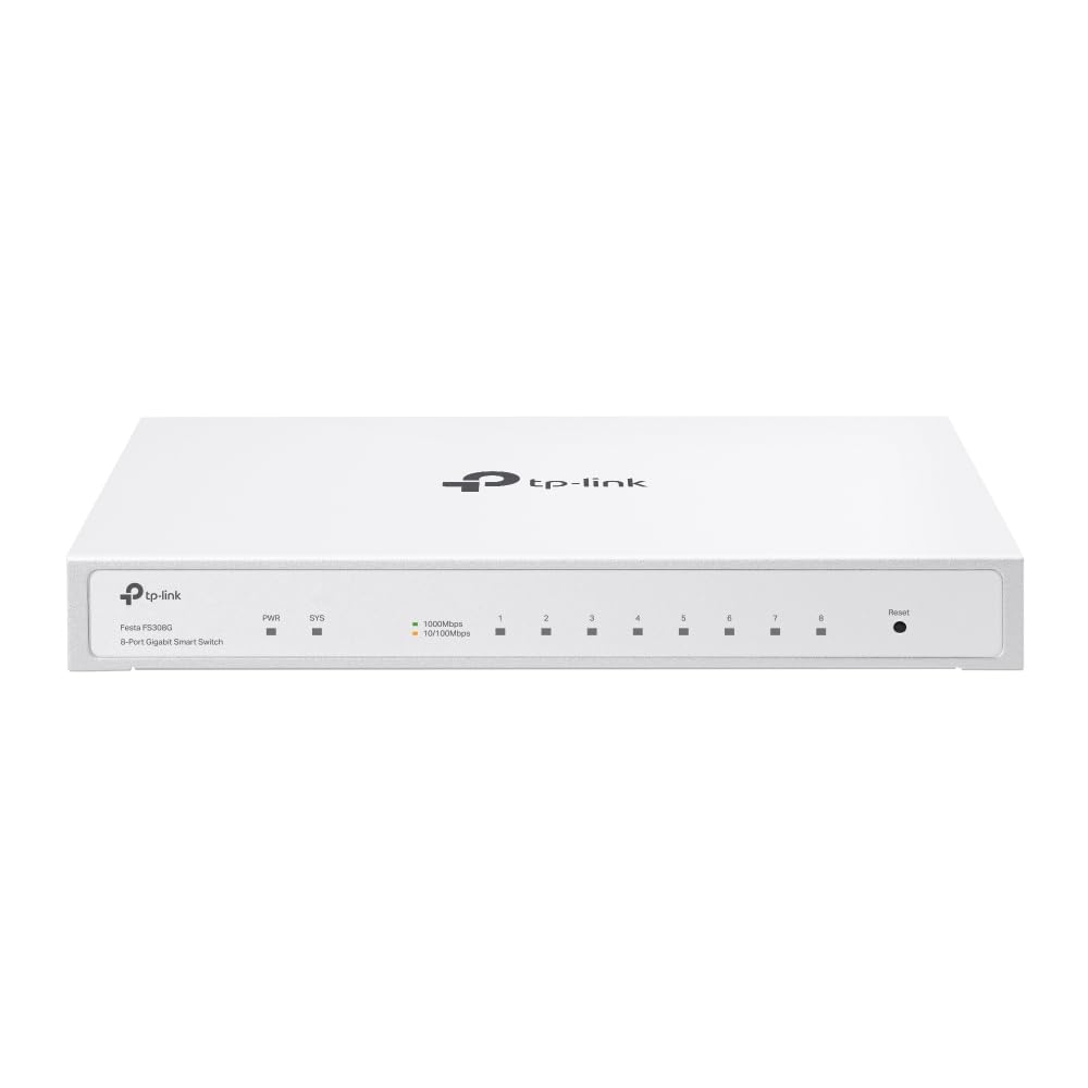 TP-Link Festa FS308G - 8 Port Gigabit Smart Managed Switch, Self-Organizing Network Free Cloud Management Fanless Static Routing, Vlan, ACL, LAG Desktop/Wall Mount, Does not Work w/ Omada