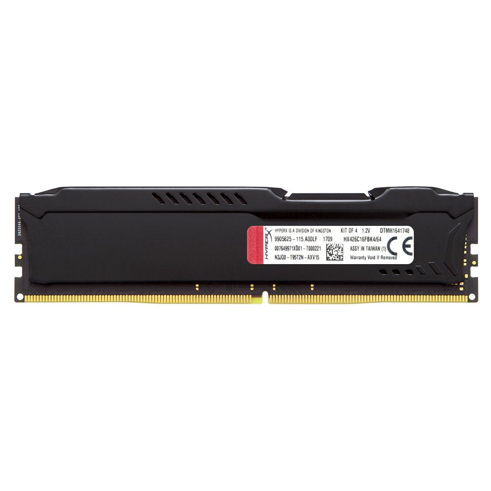 Kingston Technology HyperX Fury Black 64GB 2666MHz DDR4 CL16 DIMM Kit of 4 (HX426C16FBK4/64)
