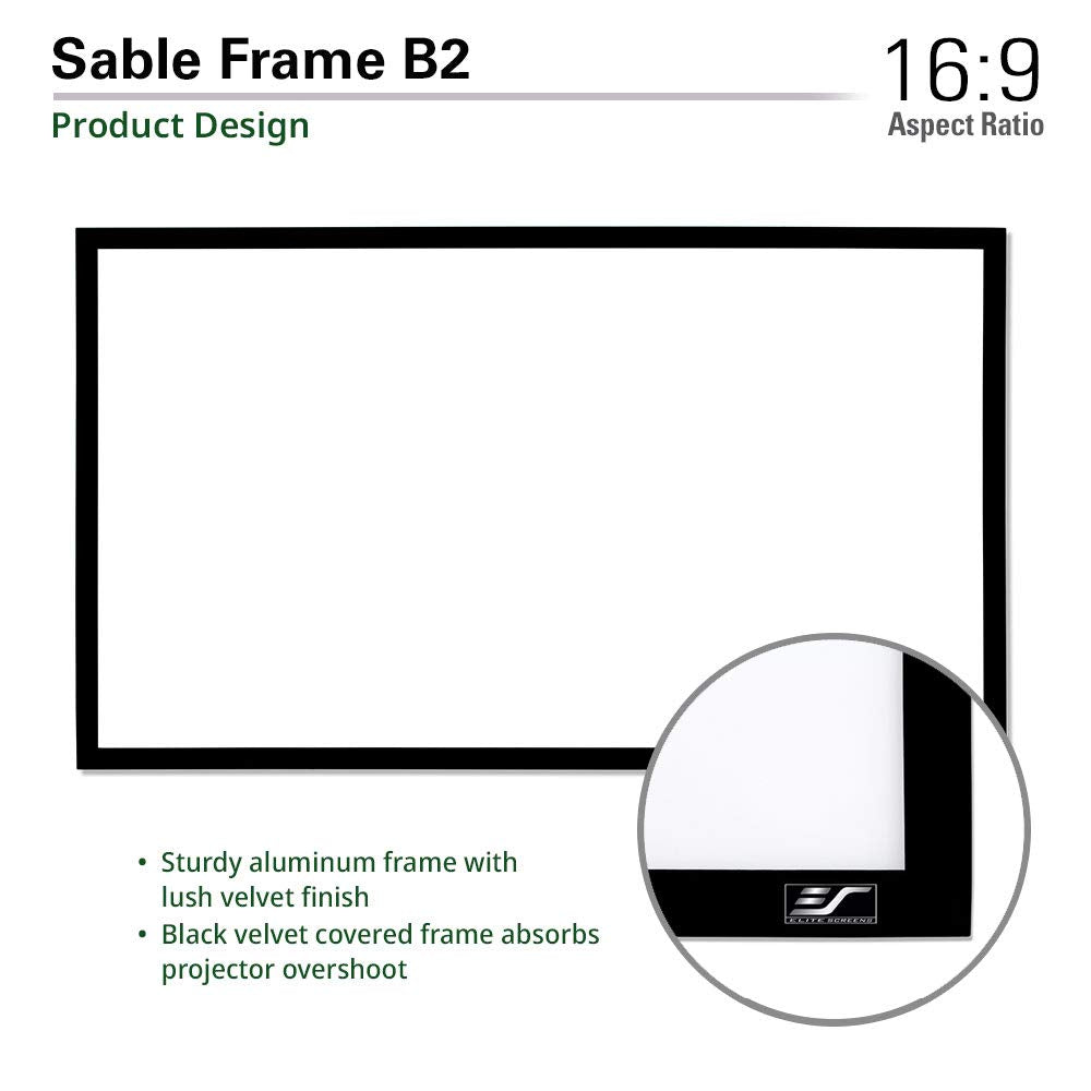 Elite Screens Sable Frame B2 Series 150-Inch Fixed Frame Projector Screen, 16:9 Ultra HD 4K/8K & Active 3D Ready, ISF Certified CineWhite UHD-B Material, Home Theater UST Projection Screens, SB150WH2