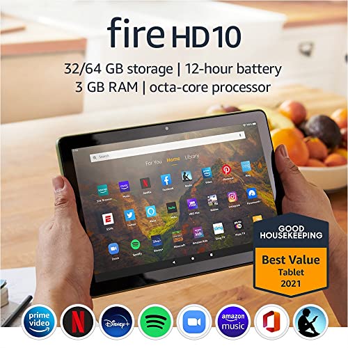 Amazon Fire HD 10 tablet, 10.1", 1080p Full HD, 32 GB, (2021 release), Black