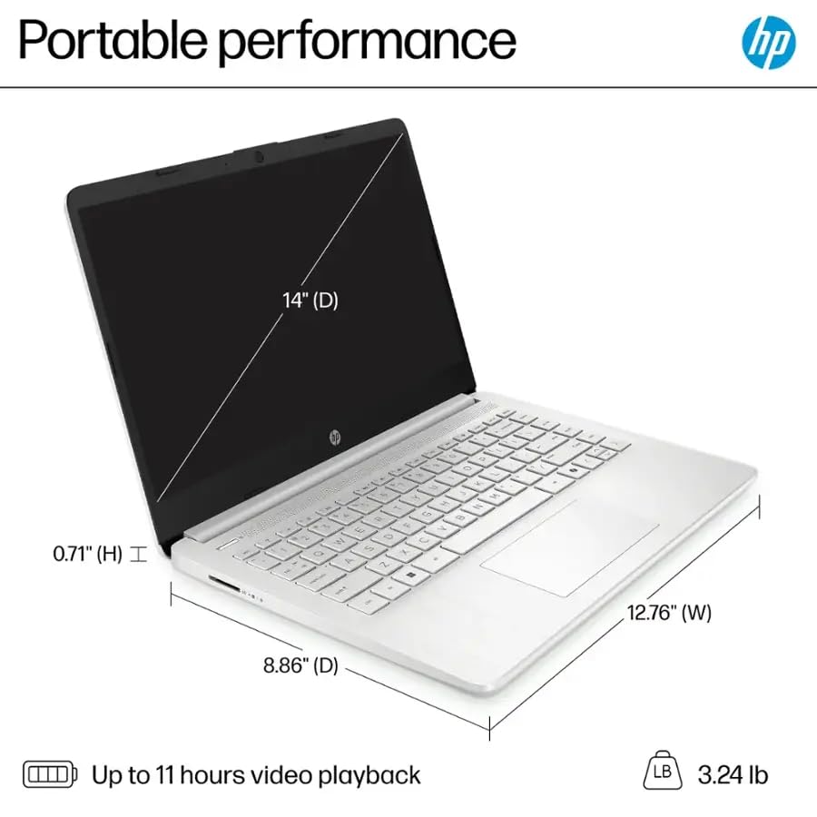HP 2025 14 inch HD Laptop, Office Pro Lifetime License, Intel Processor N150, 16 GB RAM, 384 GB Storage(128GB UFS+256GB MSD), Copilot AI, Wi-Fi 6, Lightweight, Windows 11 Pro, w/Accessories