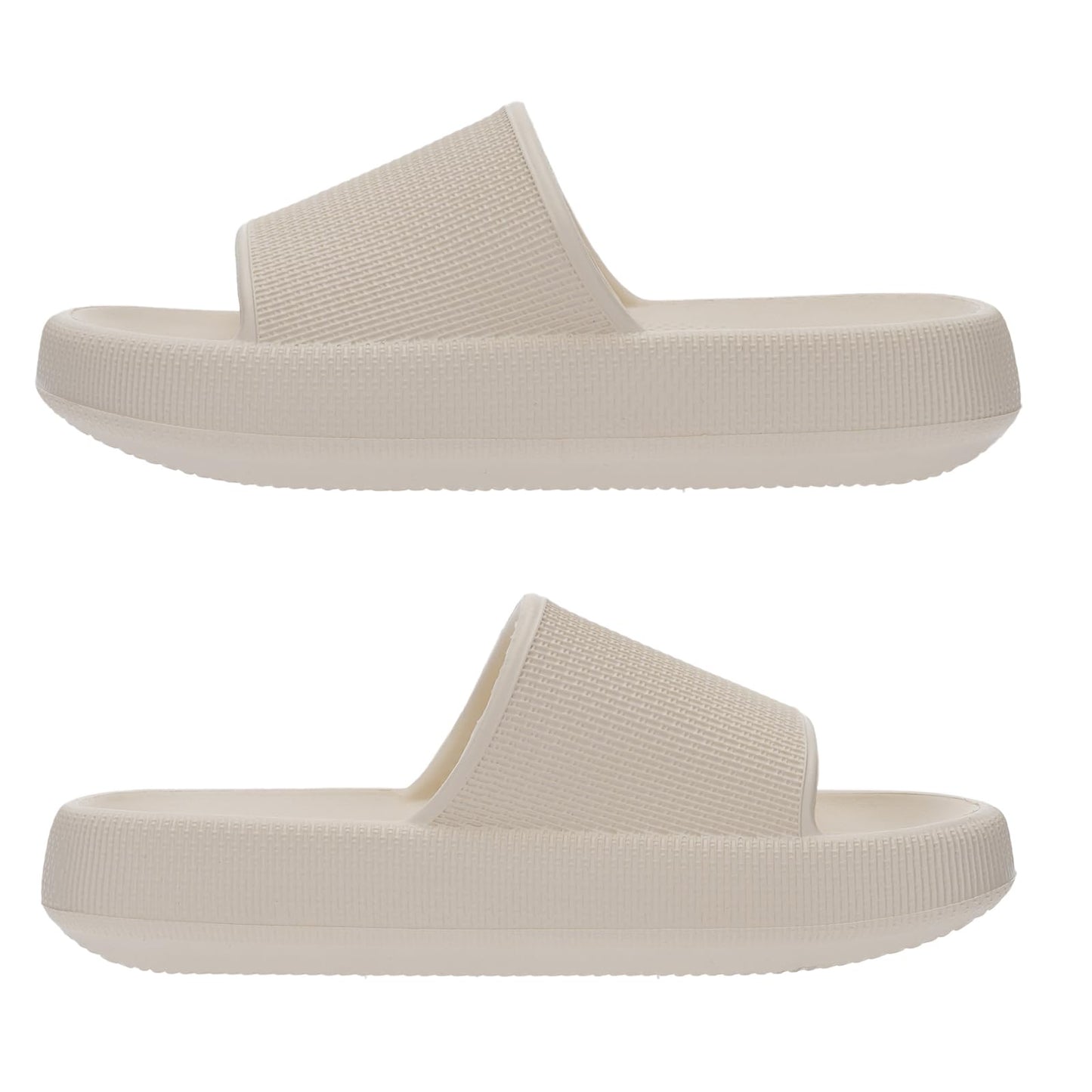 Joomra House Slippers for Women Mens Foam Pillow Shower Bath Bathroom Home Platform Sandals Slipers Cushion Cloud Slides for Ladies Female Male Sandles Beige 39-40