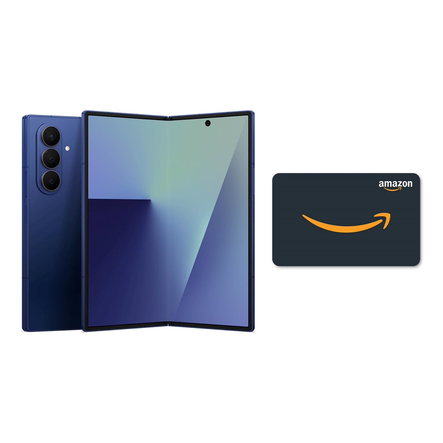 Samsung Galaxy Z Fold7 Cell Phone + Gift Card, 256GB AI Smartphone, Unlocked Android, AI Photo Edits, Large Screen, Long Battery Life, 2025, US 1 Yr Manufacturer Warranty, Blue Shadow