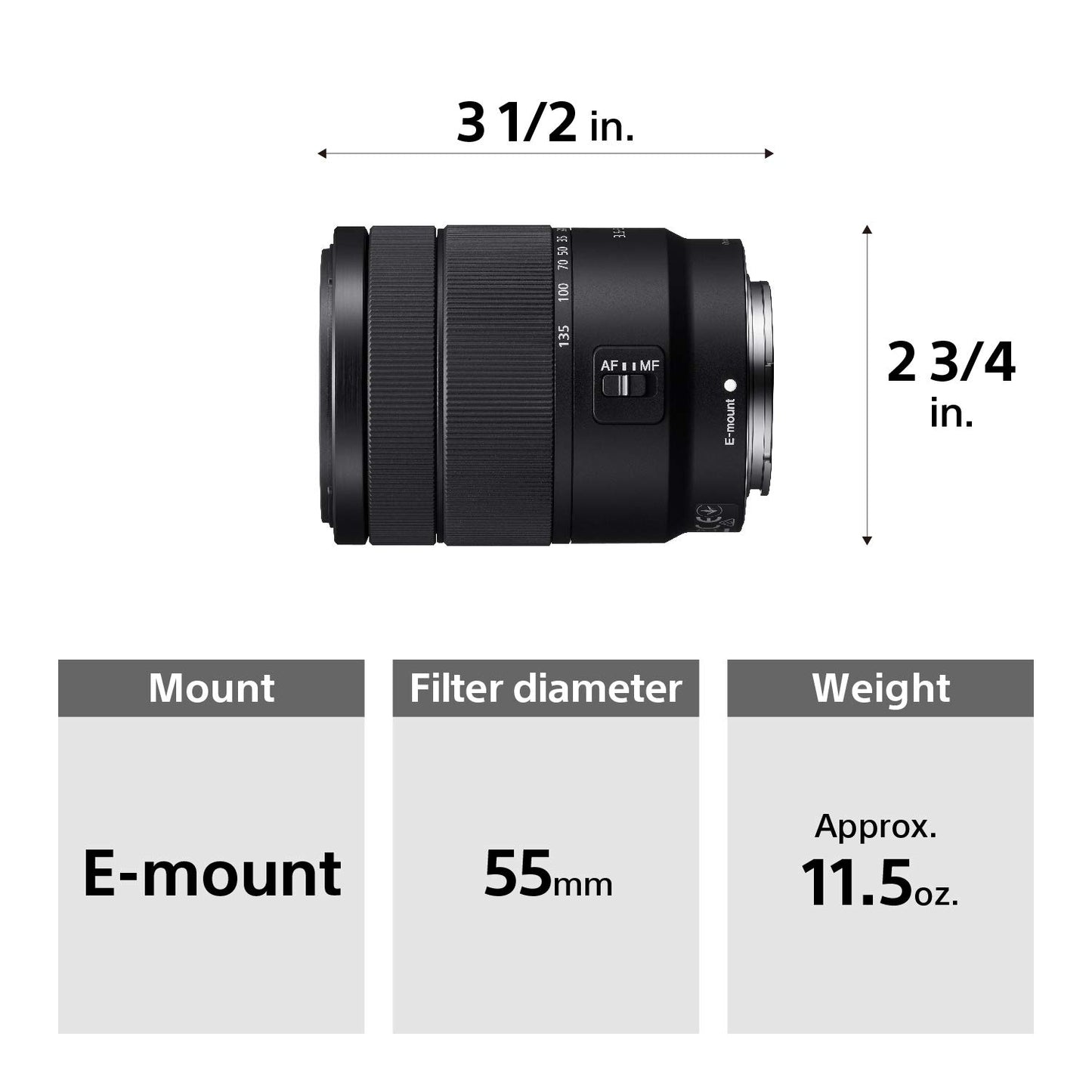 Sony 18-135mm F3.5-5.6 OSS APS-C E-Mount Zoom Lens