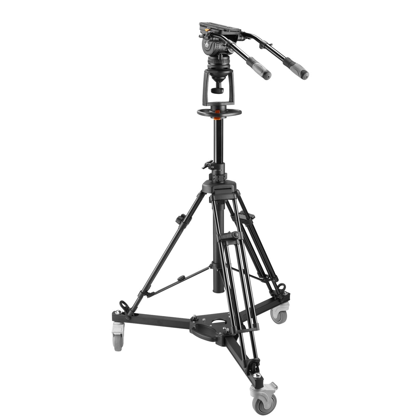 Ikan Air Assist Pedestal Kit w/Dolly, 0-8 Positions, w/7103H Fluid Head, 100mm Bowl, 33 lb. Capacity, 6 Foot Maximum Height (EI-7903-A) - Black