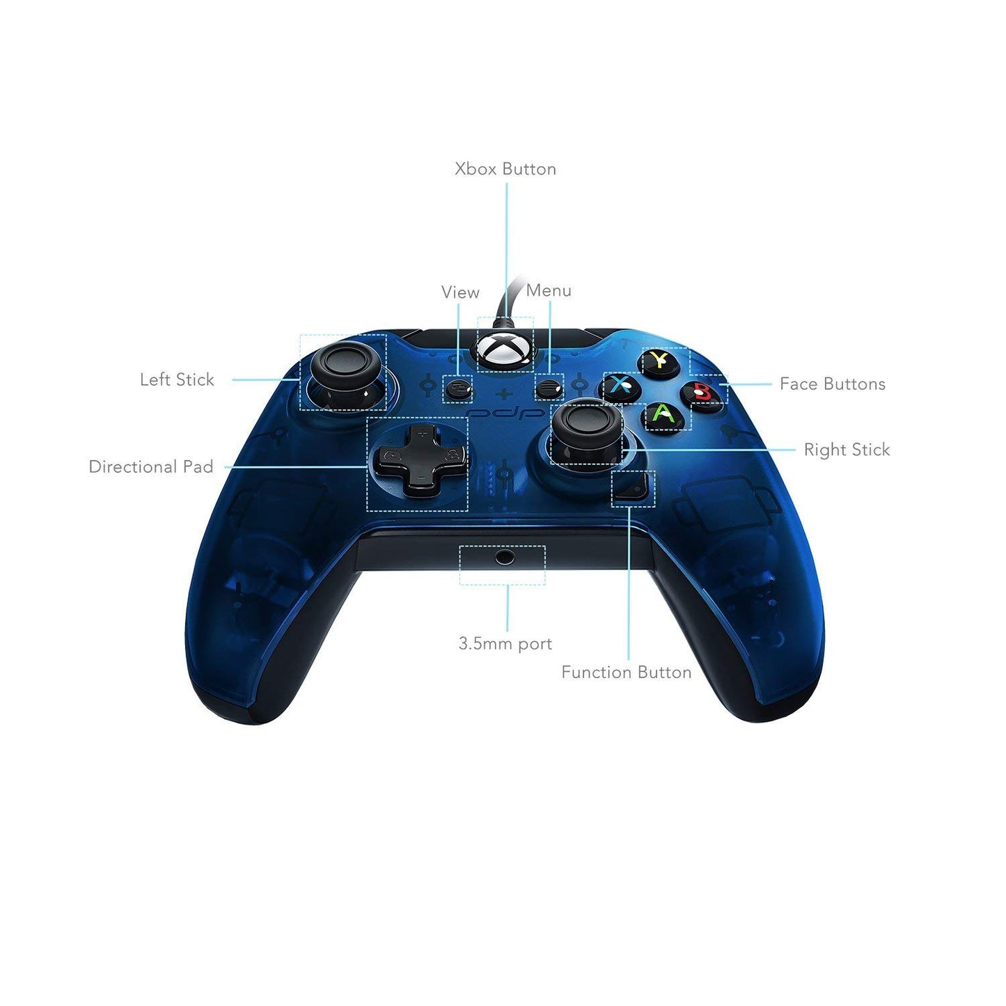 PDP Gaming Wired Controller: Midnight Blue - Xbox One