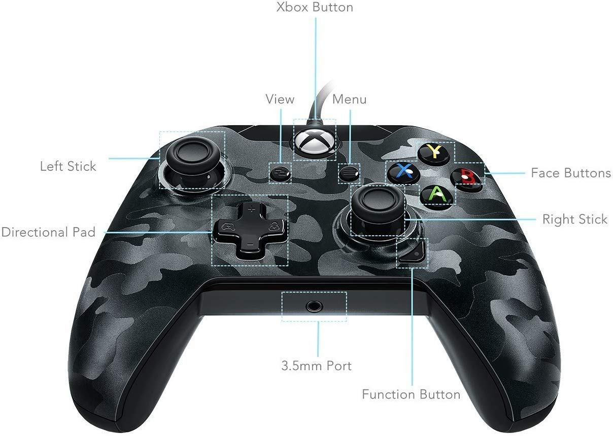 PDP Gaming Wired Controller: Phantom Black - Xbox One