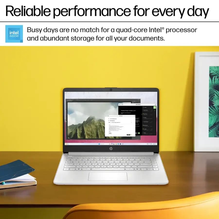 HP 2025 14 inch HD Laptop, Office Pro Lifetime License, Intel Processor N150, 16 GB RAM, 384 GB Storage(128GB UFS+256GB MSD), Copilot AI, Wi-Fi 6, Lightweight, Windows 11 Pro, w/Accessories
