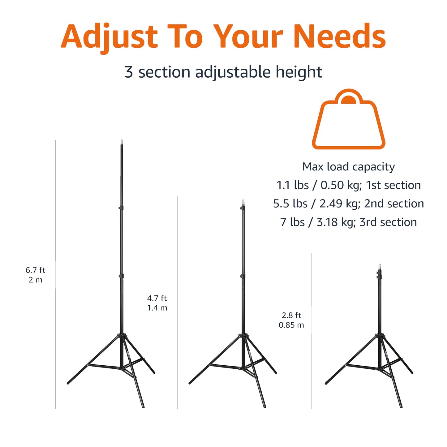 Amazon Basics Aluminum Light Photography Tripod Stand with Case - Pack of 2, 2.8 - 6.7 Feet, 1.81 lb, Black