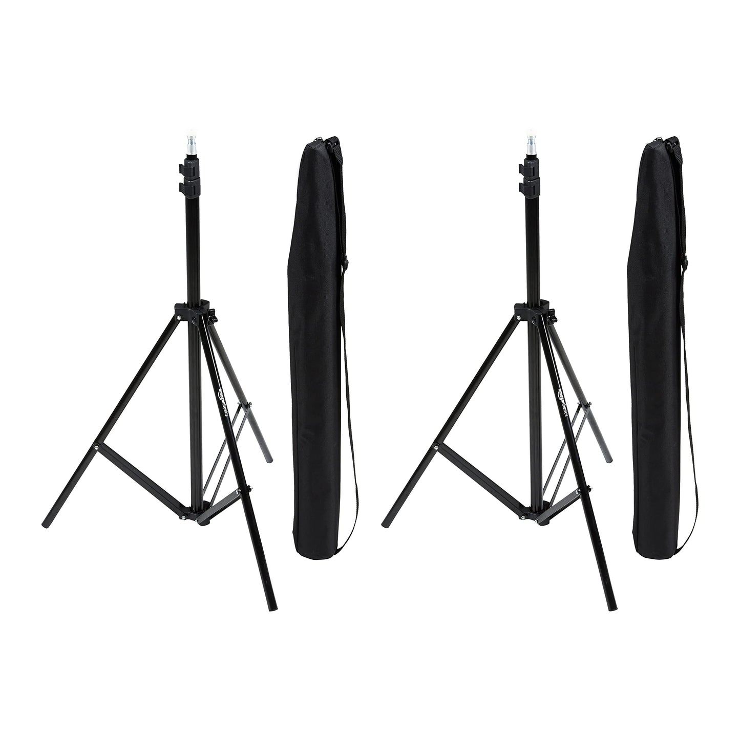 Amazon Basics Aluminum Light Photography Tripod Stand with Case - Pack of 2, 2.8 - 6.7 Feet, 1.81 lb, Black
