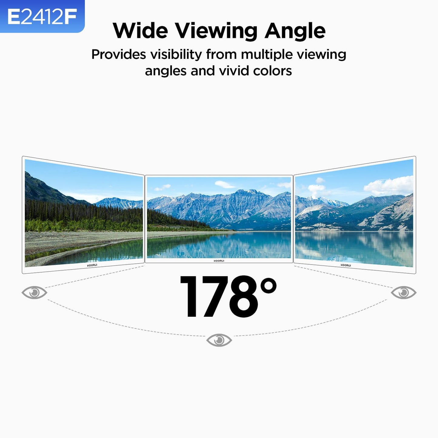 KOORUI 24-inch Computer Monitor Full HD 1920 x 1080p 100Hz VA Display 3000:1 Contrast Ratio with HDMI VGA, Three-Sided Slim Bezels, Freesync, 100 x 100 mm VESA Mountable, Ergonomic Tilt, Black