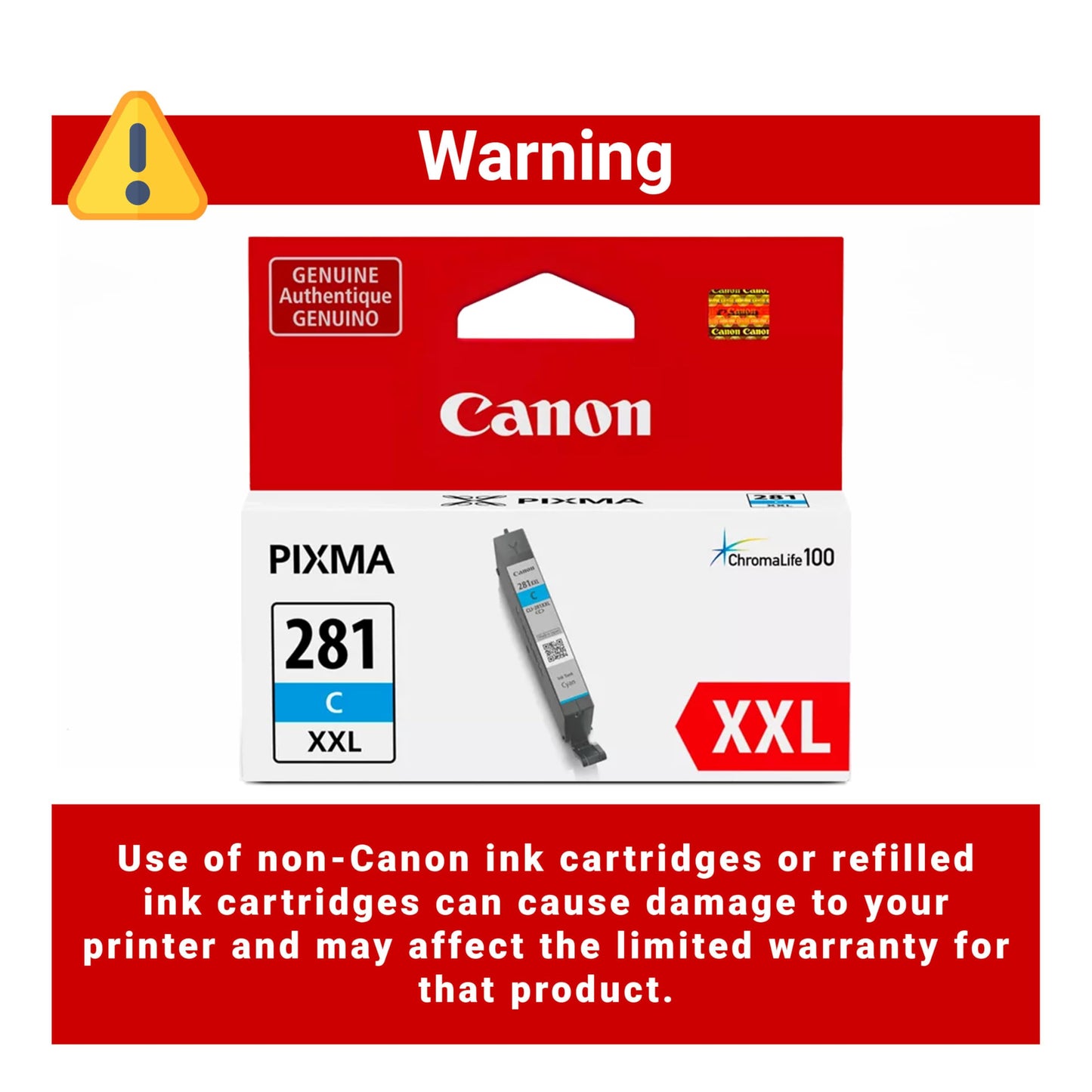 Canon CLI-281 XXL Genuine Cyan Ink Tank, Compatible with TR8520, TS9120,TS8120, TS6120, TS9521C/a, TS9520/a, TS8220, TS6220, TS8320, TS6320, TS702/a, and TR8620/a Series Printers