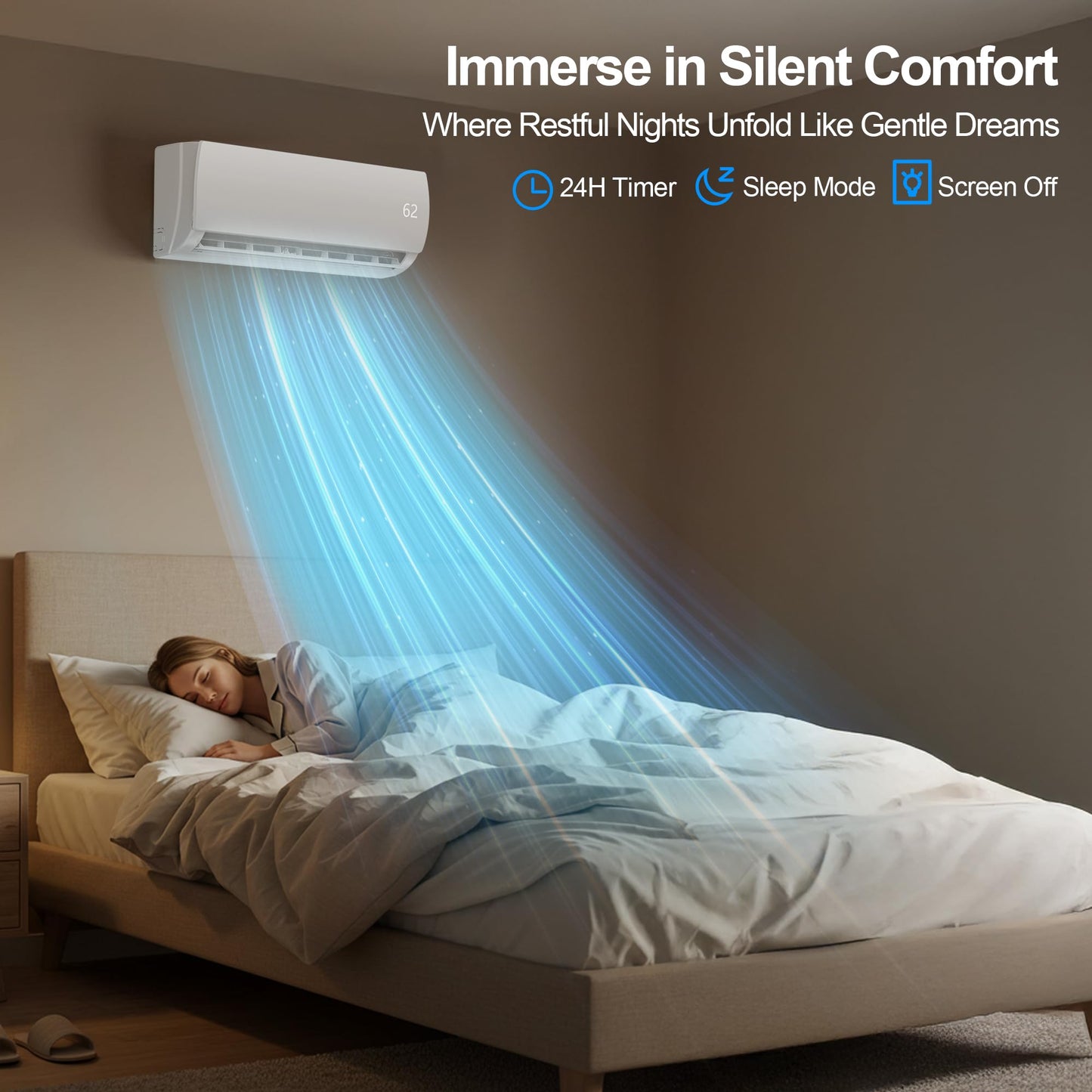 Mountman 12000 BTU Mini Split AC/Heating System,19 SEER2 110/120V Energy Efficient Ductless Inverter System,Cools Up to 750 Sq.Ft with Pre-Charged Condenser,Heat Pump & Installation Kits