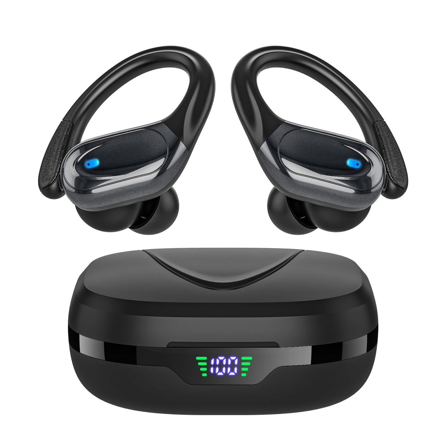 HAOYUYAN Wireless Earbuds Bluetooth Headphones 80hrs Playback Ear Buds Power Display with Noise Canceling Mic Headsets for Sports/Workout/Running Black