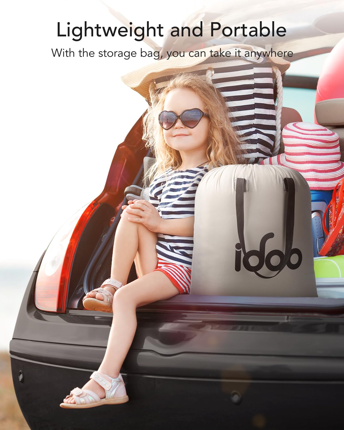 iDOO Queen Air Mattress with Built in Pump, 18 Raised Comfort Blow up Mattress, Upgraded Four Chamber Inflatable Mattress for Guests, Home and Camping, colchon inflable, Portable Air Bed, 650 lbs Max