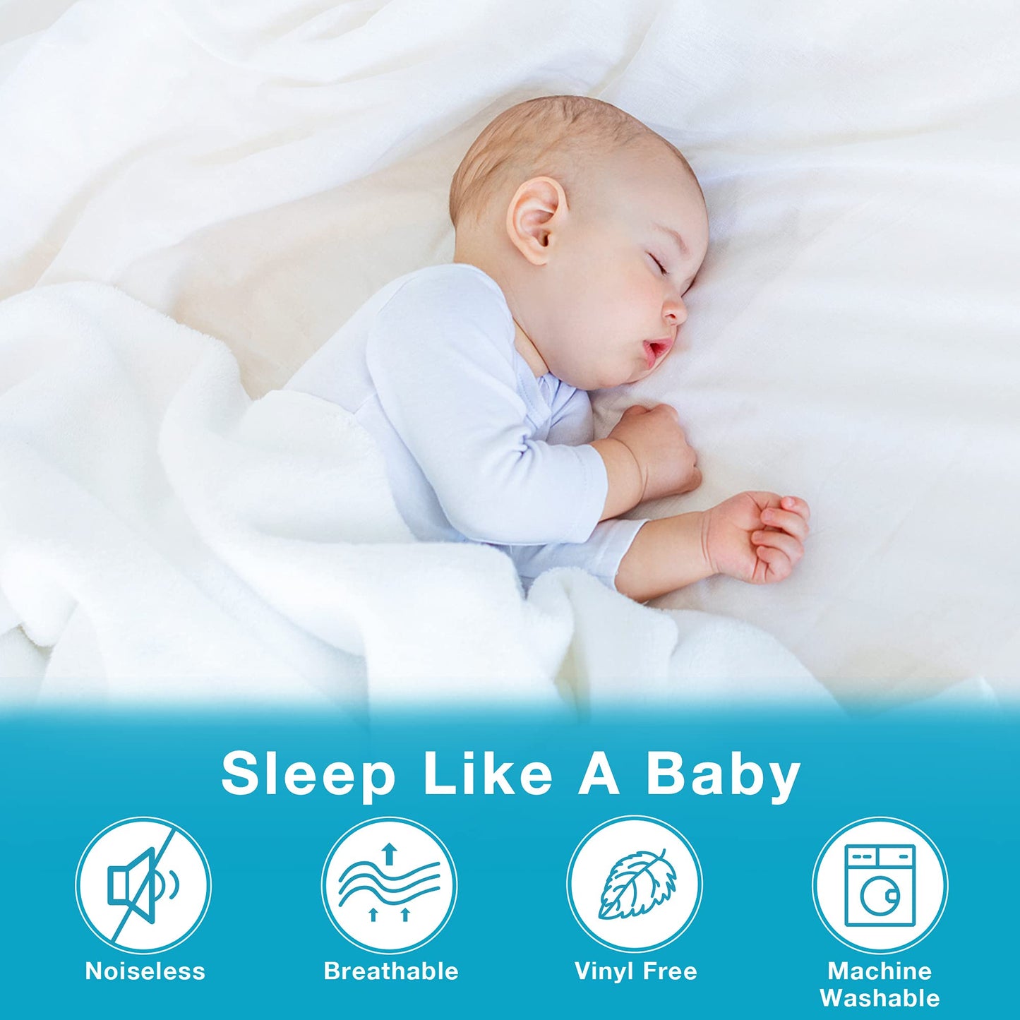 Lunsing Queen Mattress Protector, Soft Breathable Waterproof Queen Size Mattress Pad Cover, 6-18 inches Deep Pocket, White