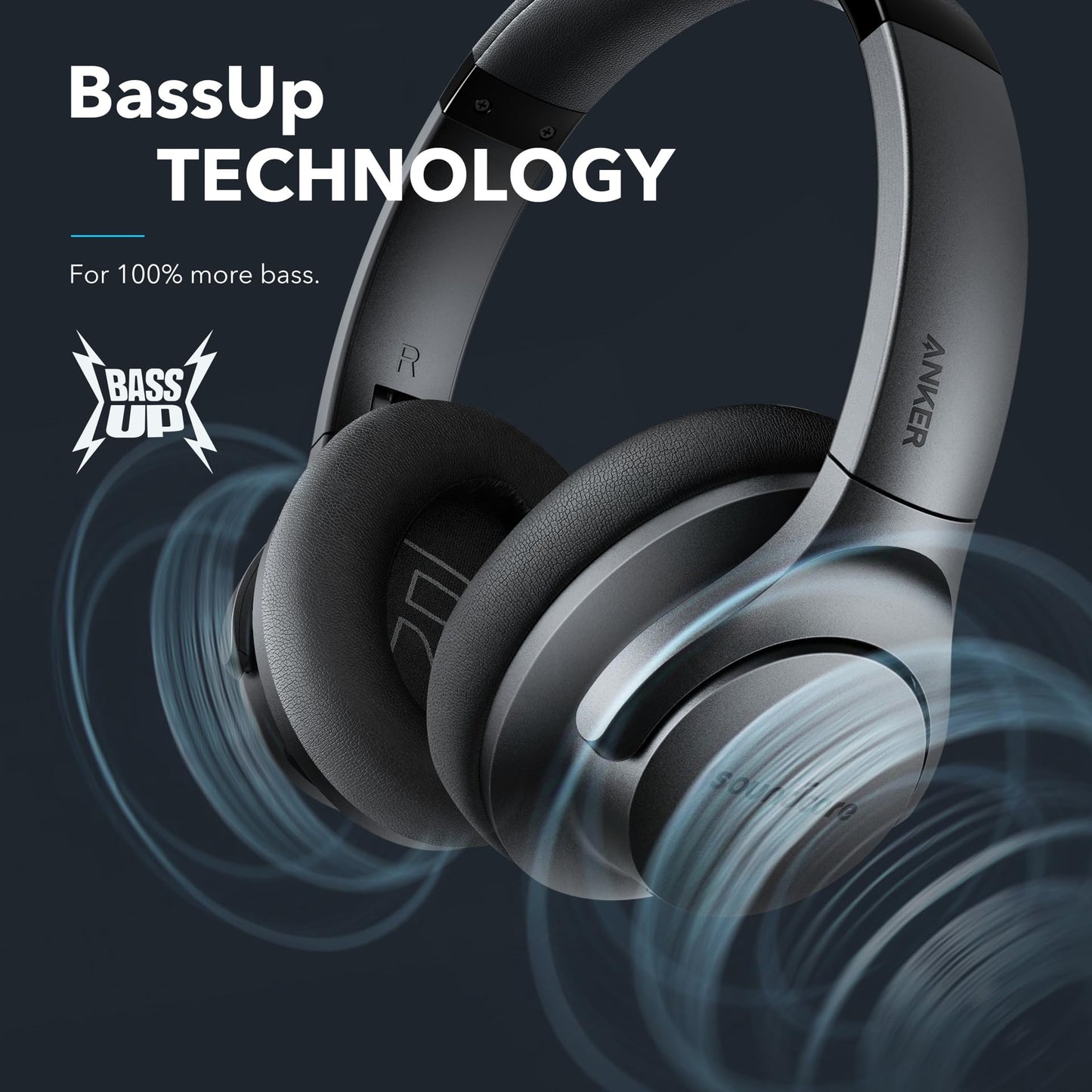 Soundcore Anker Life Q20 Hybrid Active Noise Cancelling Headphones, Wireless Over Ear Bluetooth Headphones, 70H Playtime, Hi-Res Audio, Deep Bass, Memory Foam Ear Cups, Travel, Office, USB-C Charging