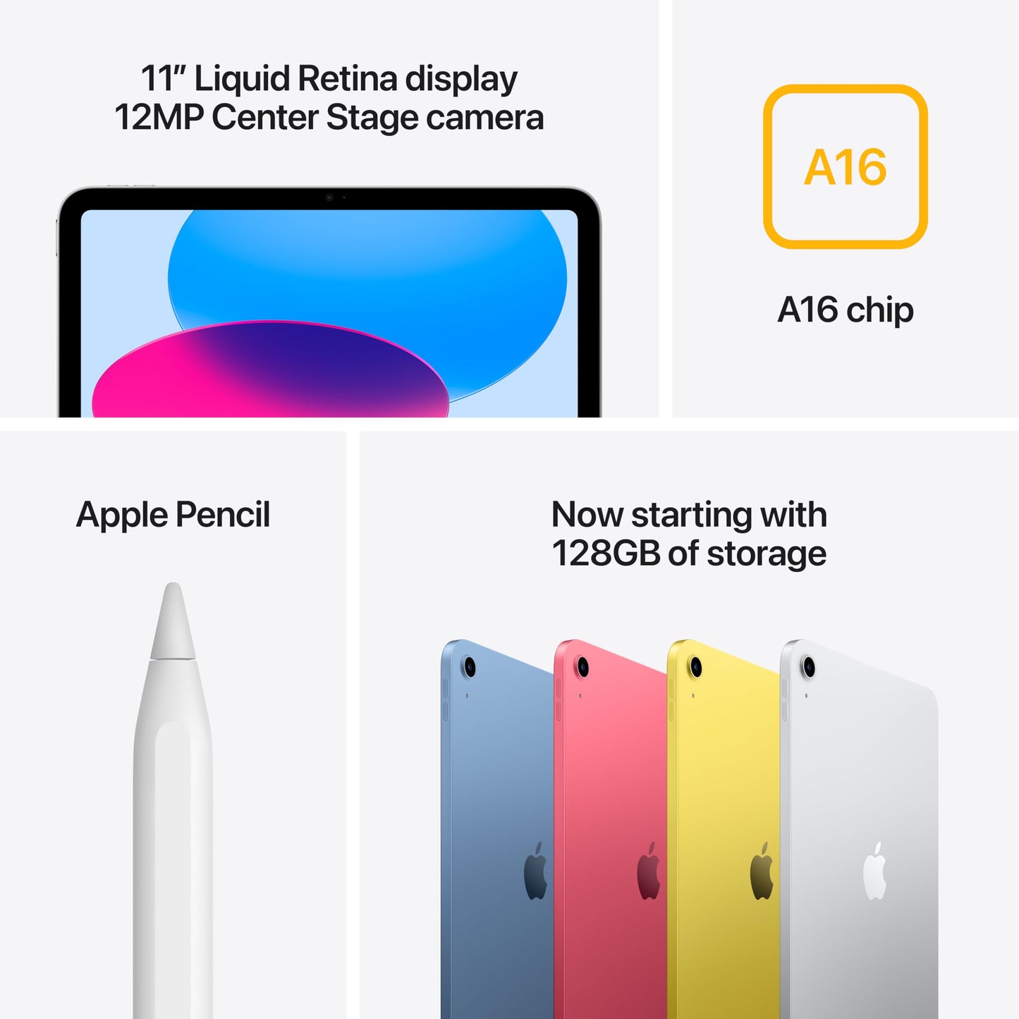 Apple iPad 11-inch: A16 chip, 11-inch Model, Liquid Retina Display, 128GB, Wi-Fi 6, 12MP Front/12MP Back Camera, Touch ID, All-Day Battery Life — Pink