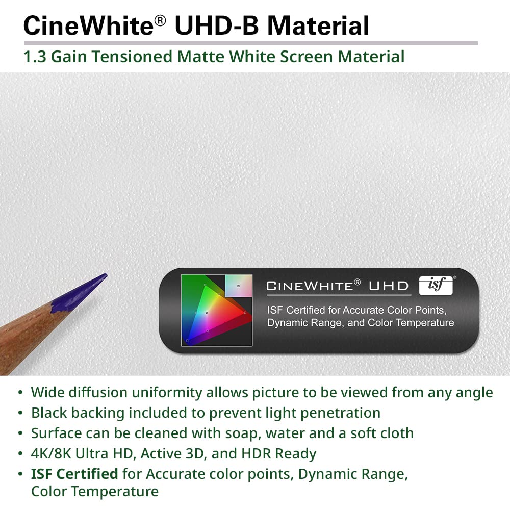 Elite Screens Sable Frame B2 Series 150-Inch Fixed Frame Projector Screen, 16:9 Ultra HD 4K/8K & Active 3D Ready, ISF Certified CineWhite UHD-B Material, Home Theater UST Projection Screens, SB150WH2