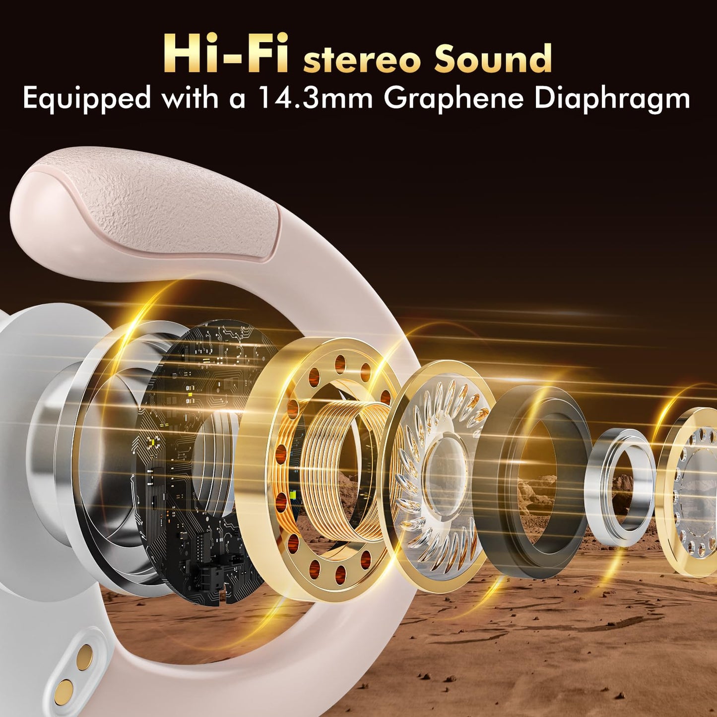 HAOYUYAN Wireless Earbuds, Sports Bluetooth Headphones, 80Hrs Playtime Ear Buds with LED Power Display, Noise Canceling Headset, IPX7 Waterproof Earphones for Workout/Running Rose Gold