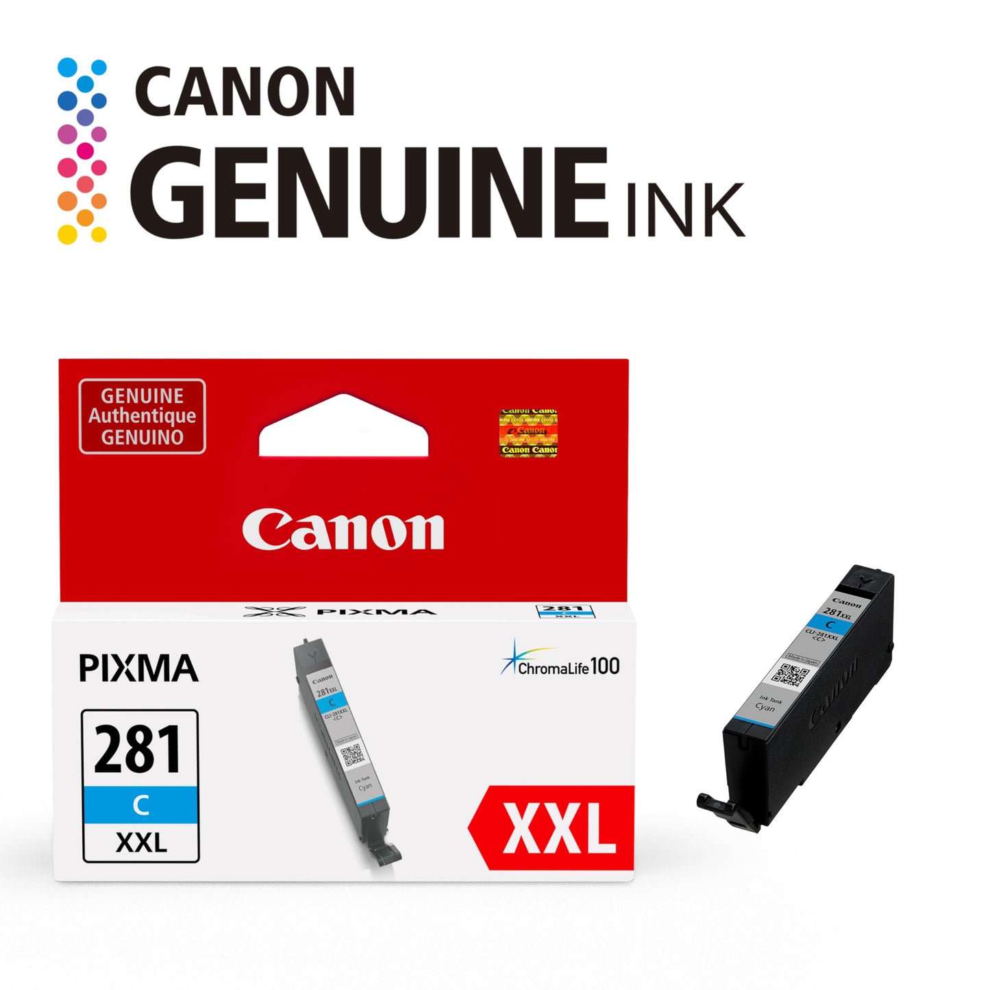Canon CLI-281 XXL Genuine Cyan Ink Tank, Compatible with TR8520, TS9120,TS8120, TS6120, TS9521C/a, TS9520/a, TS8220, TS6220, TS8320, TS6320, TS702/a, and TR8620/a Series Printers