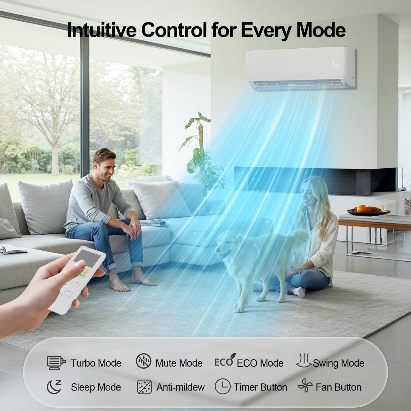 Mountman 12000 BTU Mini Split AC/Heating System,19 SEER2 110/120V Energy Efficient Ductless Inverter System,Cools Up to 750 Sq.Ft with Pre-Charged Condenser,Heat Pump & Installation Kits