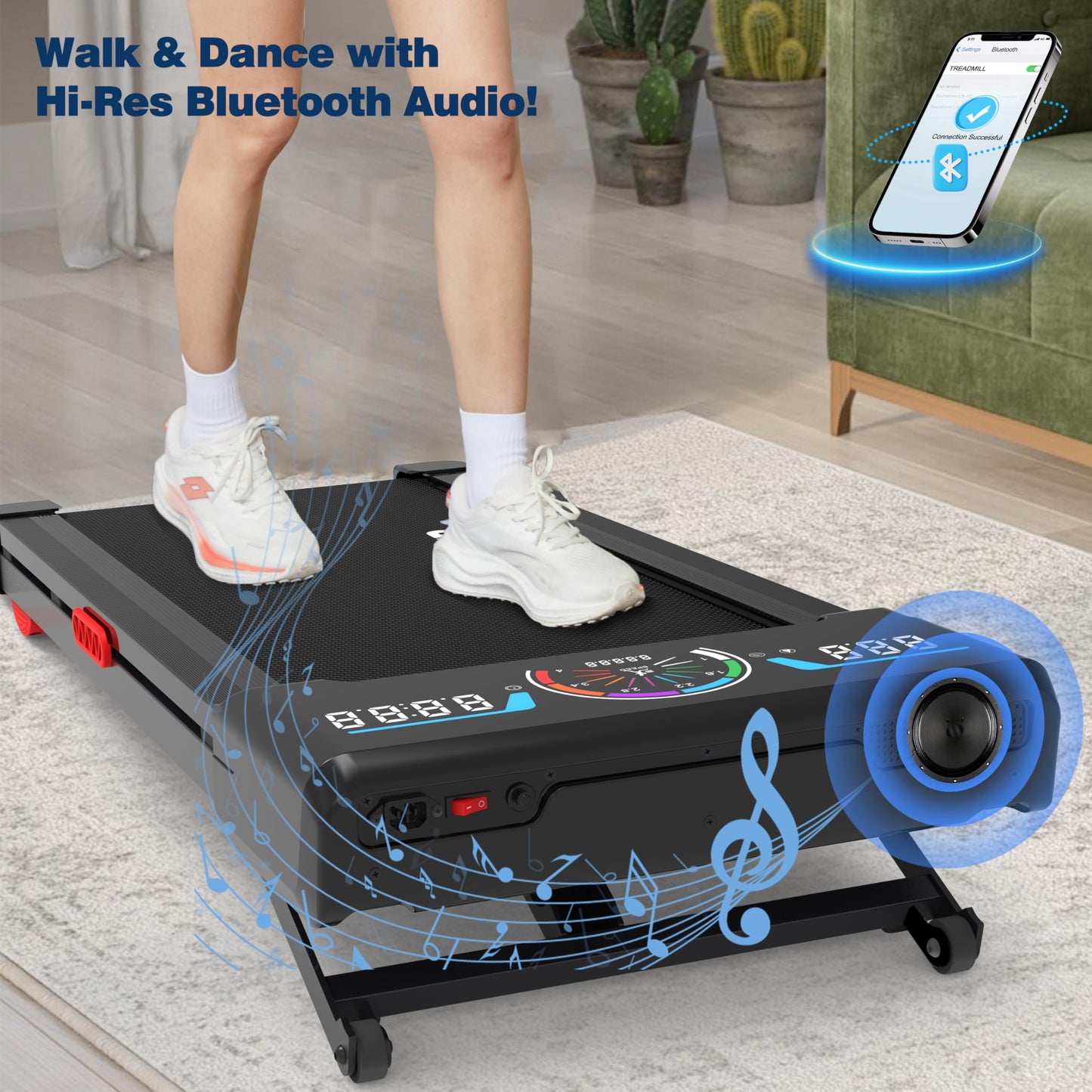 TRAILVIBER Walking Pad Treadmill with 12% 9-Level Auto Incline, 450 lbs Capacity RGB LED Screen, Bluetooth Speaker Under Desk Treadmill, Compact Treadmills for Home Hiking