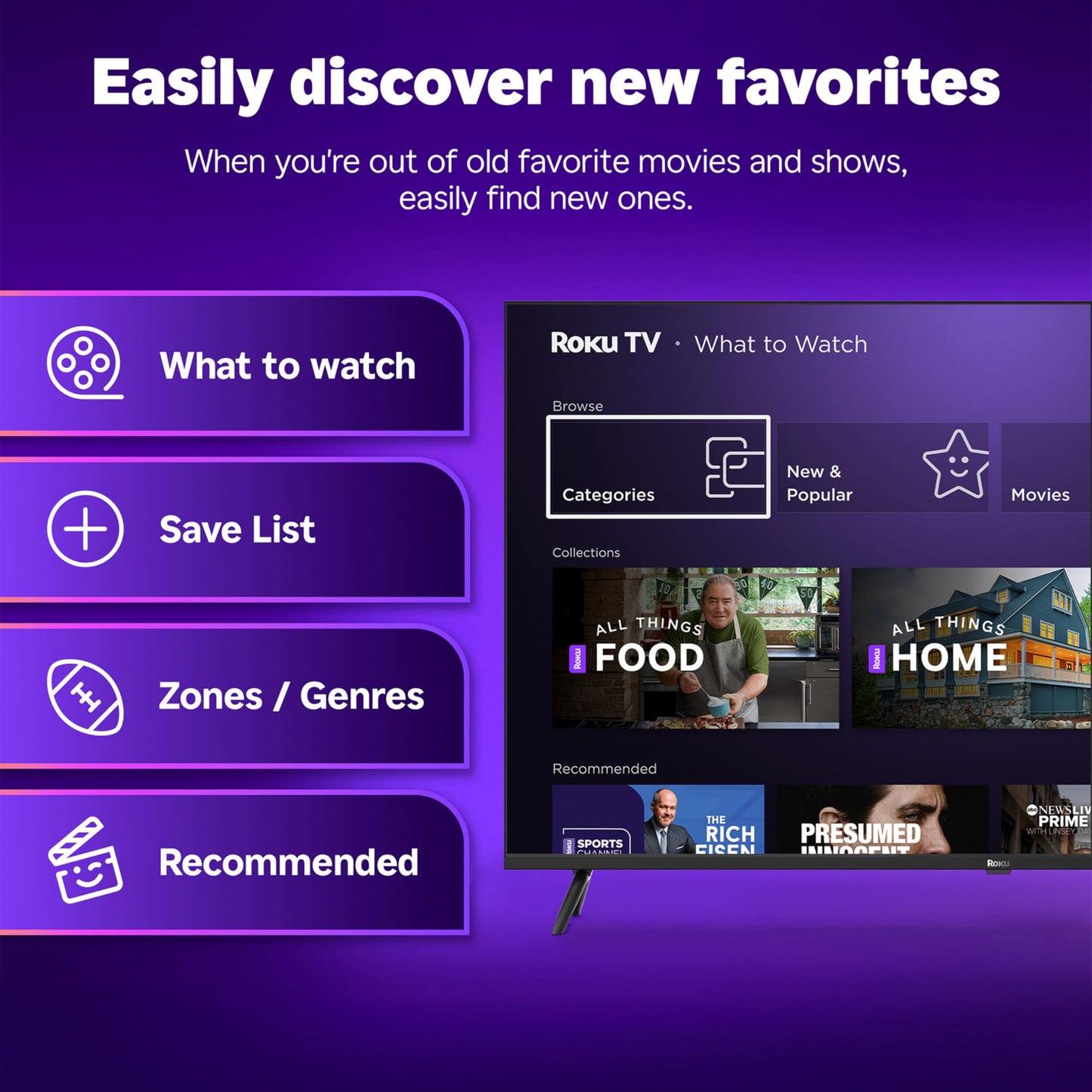 Roku Smart TV 2025 – 55-Inch Select Series, 4K HDR TV – Roku TV with Enhanced Voice Remote – Flat Screen LED Television with Wi-Fi for Streaming Live Local News, Sports, Family Entertainment