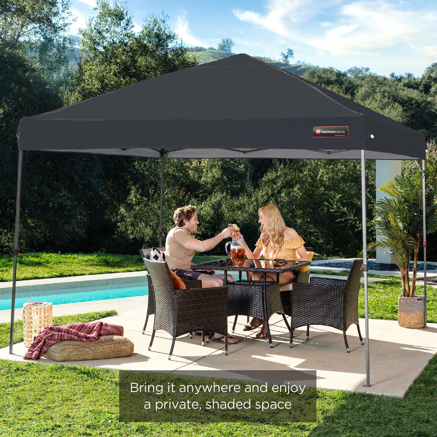 Best Choice Products 10x10ft 1-Person Setup Pop Up Canopy Tent Instant Portable Shelter w/ 1-Button Push, Case, 4 Weight Bags - Gray
