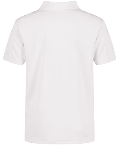 Nautica Boys' School Uniform Short Sleeve Polo Shirt, Button Closure, Moisture Wicking Performance Material, White, 14-16