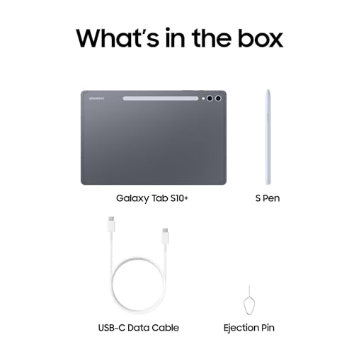 Samsung Galaxy Tab S10+ Plus 12.4” 256GB Android Tablet, Galaxy AI Tools, Circle to Search, AMOLED 2X Display, Long Battery Life, Durable Design, S Pen for Note-Taking, US Version, Moonstone Gray