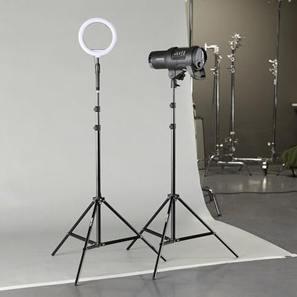 Amazon Basics Aluminum Light Photography Tripod Stand with Case - Pack of 2, 2.8 - 6.7 Feet, 1.81 lb, Black