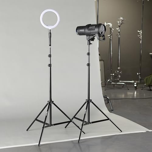 Amazon Basics Aluminum Light Photography Tripod Stand with Case - Pack of 2, 2.8 - 6.7 Feet, 1.81 lb, Black