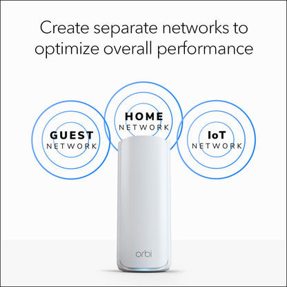 NETGEAR Orbi 770 Series Tri-Band WiFi 7 Mesh Network System (RBE773) - Router + 2 Satellite Extenders, Security Features, Up to 11Gbps, Covers up to 8,000 sq. ft., 100 Devices, 2.5 Gig Internet Port