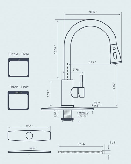 FORIOUS Kitchen Faucets with Pull Down Sprayer, Brushed Nickel, High Arc Single Handle Classic Stainless Steel Sink Faucet 1 or 3 Hole, Suitable for Farmhouse Camper Laundry Rv Bar