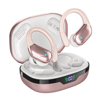 HAOYUYAN Wireless Earbuds, Sports Bluetooth Headphones, 80Hrs Playtime Ear Buds with LED Power Display, Noise Canceling Headset, IPX7 Waterproof Earphones for Workout/Running Rose Gold
