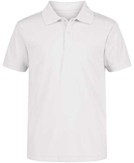 Nautica Boys' School Uniform Short Sleeve Polo Shirt, Button Closure, Moisture Wicking Performance Material, White, 14-16
