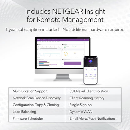 NETGEAR Cloud Managed Wireless Multi-Gig Access Point (WBE710) - WiFi 7 Tri-Band BE9400 Speed | Mesh | MU-MIMO | 802.11be | Optional Insight Remote Management | PoE+ | Power Adapter not Included