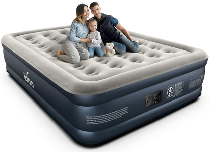 iDOO Queen Air Mattress with Built in Pump, 18 Raised Comfort Blow up Mattress, Upgraded Four Chamber Inflatable Mattress for Guests, Home and Camping, colchon inflable, Portable Air Bed, 650 lbs Max