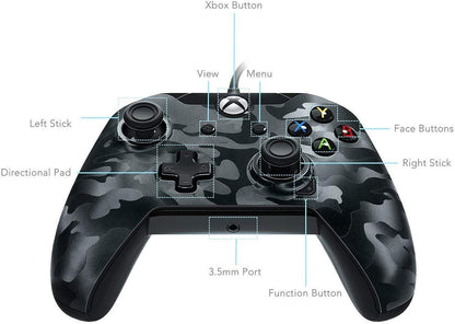 PDP Gaming Wired Controller: Phantom Black - Xbox One