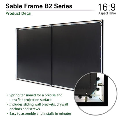 Elite Screens Sable Frame B2 Series 150-Inch Fixed Frame Projector Screen, 16:9 Ultra HD 4K/8K & Active 3D Ready, ISF Certified CineWhite UHD-B Material, Home Theater UST Projection Screens, SB150WH2