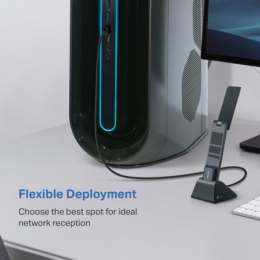TP-Link AXE5400 WiFi 6E USB Adapter for Desktop PC (Archer TXE70UH) Tri-Band Wireless Network Adapter, Ultra-Low Latency, MU-MIMO, OFDMA, Refined Security, WPA3, Supports Windows 11/10