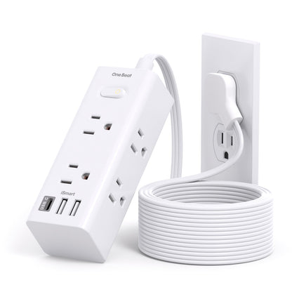 One Beat 10Ft Extension Cord with Multiple Outlets,Flat Plug Power Strip Surge Protector with 10 Ft Long Cord,6 Outlet 3 USB Ports (1USB C),Multi Outlet Wall Plug for Travel,College,Dorm Essentials