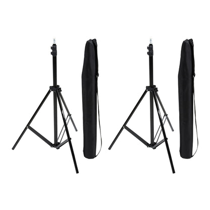 Amazon Basics Aluminum Light Photography Tripod Stand with Case - Pack of 2, 2.8 - 6.7 Feet, 1.81 lb, Black
