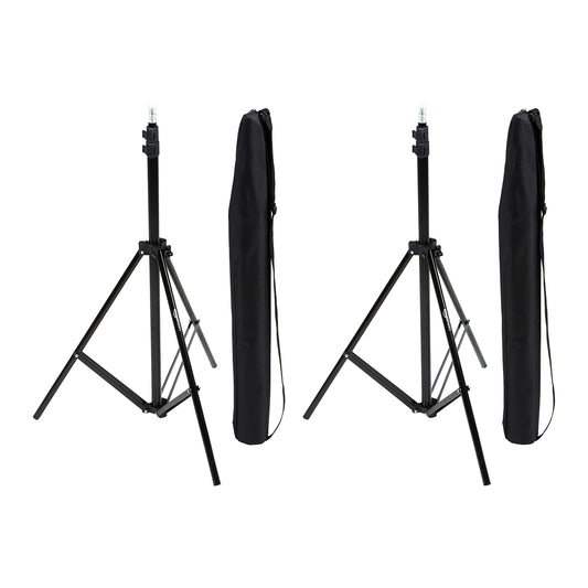 Amazon Basics Aluminum Light Photography Tripod Stand with Case - Pack of 2, 2.8 - 6.7 Feet, 1.81 lb, Black