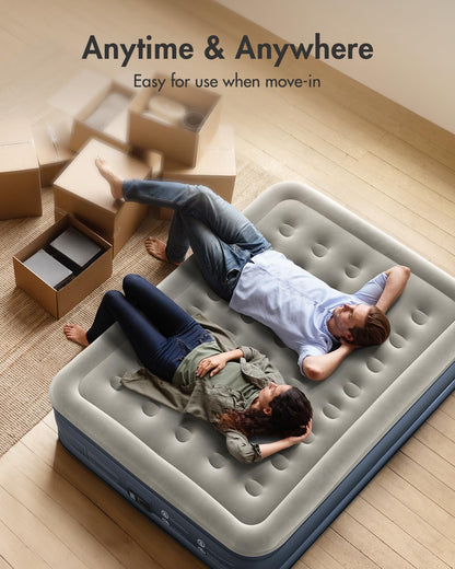 iDOO Queen Air Mattress with Built in Pump, 18 Raised Comfort Blow up Mattress, Upgraded Four Chamber Inflatable Mattress for Guests, Home and Camping, colchon inflable, Portable Air Bed, 650 lbs Max