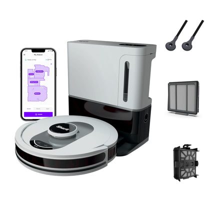 Shark AI Ultra Voice Control Robot Vacuum with Matrix Clean Navigation, Home Mapping, 60-Day Capacity, XL Self-Empty Base for Homes with Pets, Carpet & Hard Floors, Cool Grey