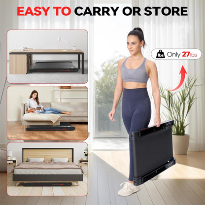 Walking Pad Treadmill with APP, 3 in 1 Under Desk Treadmill, 2.5HP Low Noise Walking Vibration Pad with Remote Control,Portable Treadmills for Home Office, Red