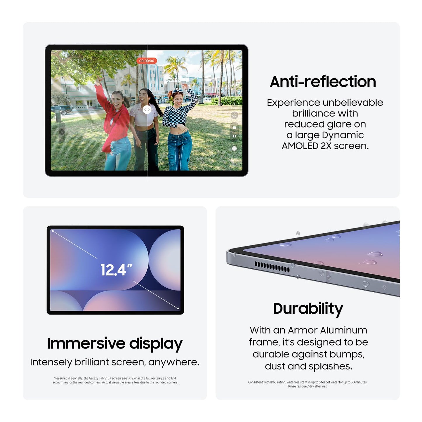 Samsung Galaxy Tab S10+ Plus 12.4” 256GB Android Tablet, Galaxy AI Tools, Circle to Search, AMOLED 2X Display, Long Battery Life, Durable Design, S Pen for Note-Taking, US Version, Moonstone Gray