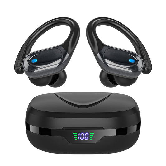 HAOYUYAN Wireless Earbuds Bluetooth Headphones 80hrs Playback Ear Buds Power Display with Noise Canceling Mic Headsets for Sports/Workout/Running Black